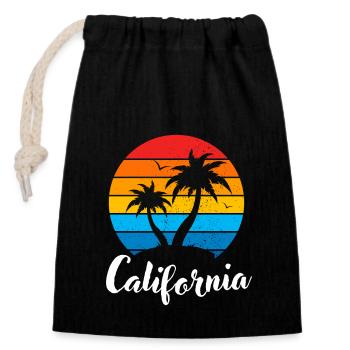 Retro Beach Summer Tropical Palms California - Closable cotton gift bag (14x20cm) - black - Front