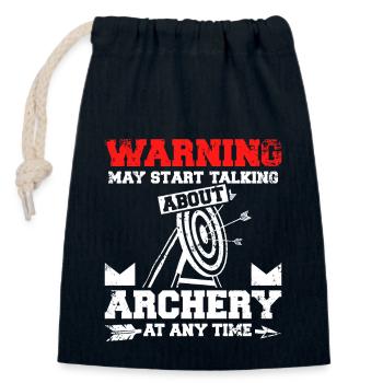 Start talking about archery at any time - Closable cotton gift bag (14x20cm) - navy - Front