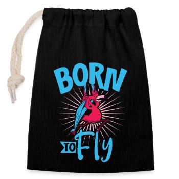 Born to Fly - Aerial Silks - Closable cotton gift bag (14x20cm) - black - Front