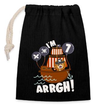 Birthday Pirate 7 Years Old Bday Party Gift Idea - Verschließbarer Geschenkbeutel aus Baumwolle (14x20cm) - Schwarz - Vorne