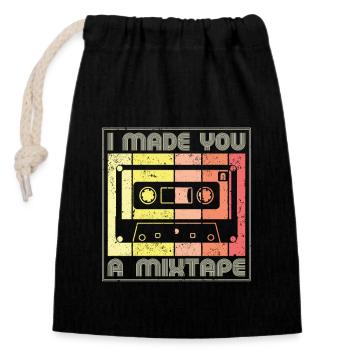 80s 90s Cassette Mixtape Retro Funny - Closable cotton gift bag (14x20cm) - black - Front