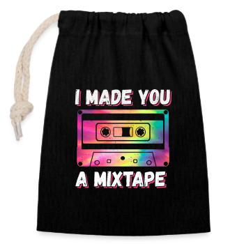 80s 90s Cassette Mixtape Retro Funny - Closable cotton gift bag (14x20cm) - black - Front