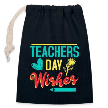 WÜNSCHE ZUM LEHRERTAG - Verschließbarer Geschenkbeutel aus Baumwolle (14x20cm) - Navy - Vorne