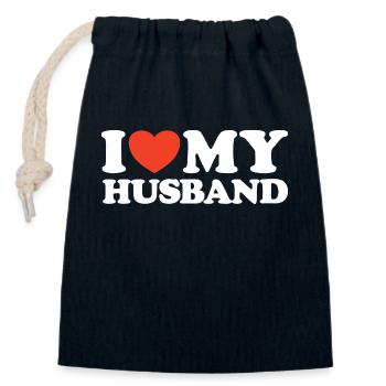 I love my husband heart shirt - Closable cotton gift bag (14x20cm) - navy - Front