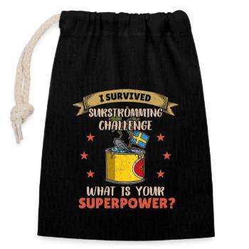 Schweden Stinkefisch Surströmming Spruch Fisch - Verschließbarer Geschenkbeutel aus Baumwolle (14x20cm) - Schwarz - Vorne