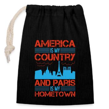 L’AMÉRIQUE EST MON PAYS ET PARIS EST MA VILLE NATALE - Sac cadeau en coton avec cordon (14 x 20 cm) - noir - Devant