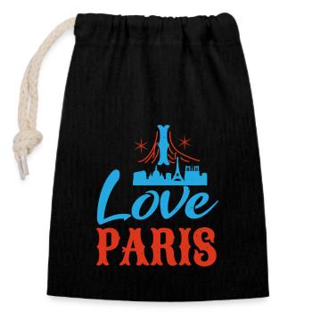 J’AIME PARIS - Sac cadeau en coton avec cordon (14 x 20 cm) - noir - Devant