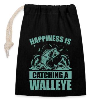 Zander Pike Fishing Anglers - Closable cotton gift bag (14x20cm) - black - Front
