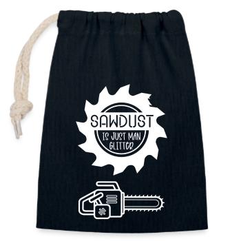 La sciure de bois est un homme paillettes drôle Citations de scie - Sac cadeau en coton avec cordon (14 x 20 cm) - bleu marine - Devant