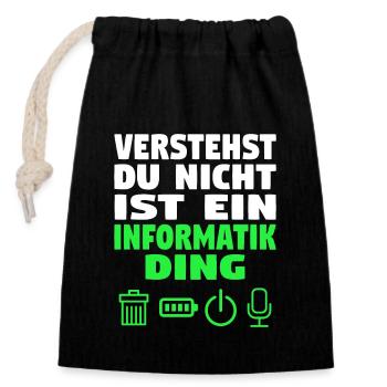 Informatik Computer Programmierer Entwickler Coder - Verschließbarer Geschenkbeutel aus Baumwolle (14x20cm) - Schwarz - Vorne