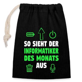 Informatik Computer Programmierer Entwickler Coder - Verschließbarer Geschenkbeutel aus Baumwolle (14x20cm) - Schwarz - Vorne