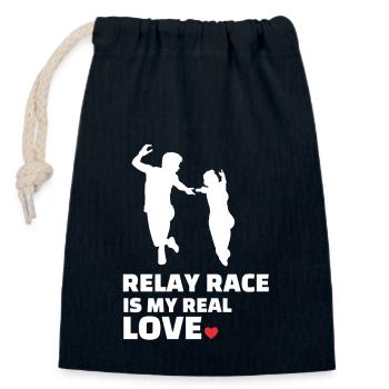 I love relay races - Closable cotton gift bag (14x20cm) - navy - Front