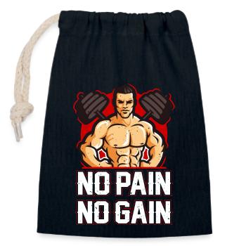 No Pain No Gain - Verschließbarer Geschenkbeutel aus Baumwolle (14x20cm) - Navy - Vorne