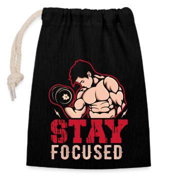 Stay Focused - Closable cotton gift bag (14x20cm) - black - Front