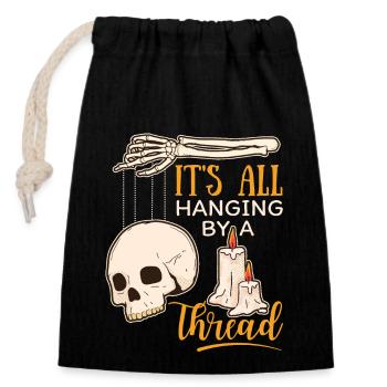 Skull Skull, Marionette, Skeleton Hand, Saying - Closable cotton gift bag (14x20cm) - black - Front