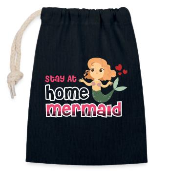 Restez à la maison Sirène - Sac cadeau en coton avec cordon (14 x 20 cm) - bleu marine - Devant