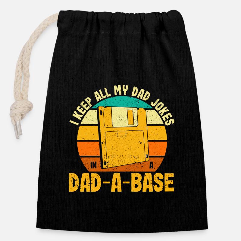I keep all my dad jokes in a dad A base - Closable cotton gift bag (14x20cm) - black
