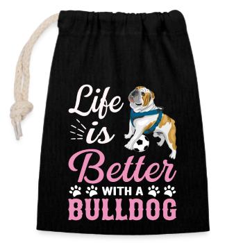 Life is Better - Closable cotton gift bag (14x20cm) - black - Front