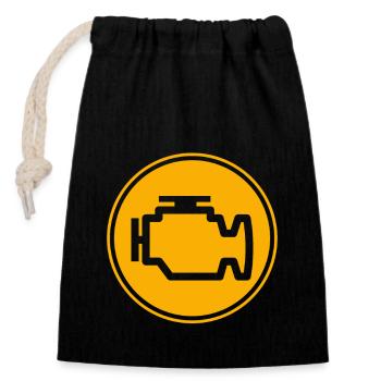 Motorkontrollleuchte Autotuning - Verschließbarer Geschenkbeutel aus Baumwolle (14x20cm) - Schwarz - Vorne