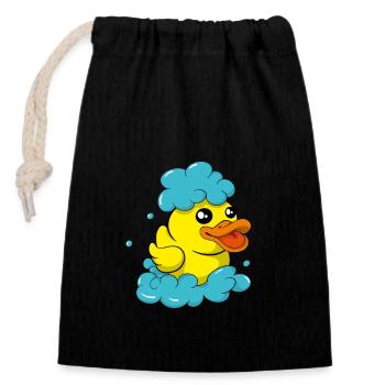 Canard en caoutchouc Mignon Bain Canard Bain Fun Savonnier - Sac cadeau en coton avec cordon (14 x 20 cm) - noir - Devant
