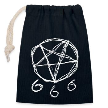 Handgezeichnetes Pentagramm mit 666, Satan - Verschließbarer Geschenkbeutel aus Baumwolle (14x20cm) - Navy - Vorne