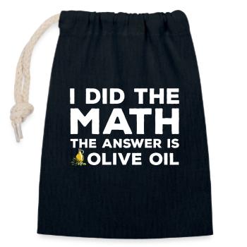 Lustiges Olivenöl Shirt - Verschließbarer Geschenkbeutel aus Baumwolle (14x20cm) - Navy - Vorne