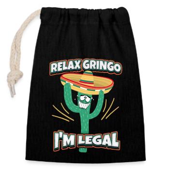 Drôle de cactus Mexique, comique Sombrero, Dire - Sac cadeau en coton avec cordon (14 x 20 cm) - noir - Devant