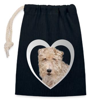 Fox Terrier - Dog Lovers - Dogs Heart - Closable cotton gift bag (14x20cm) - navy - Front