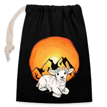 Mountains Austria Alps Lamb Sheep Nature Alm - Closable cotton gift bag (14x20cm) - black - Front