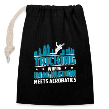 Tricking imagination meets acrobatics - Closable cotton gift bag (14x20cm) - black - Front