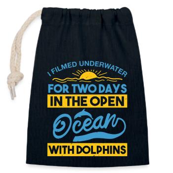 FOR TWODAYS IN THE OPEN OCEAN WITH DOLPHINS - Closable cotton gift bag (14x20cm) - navy - Front