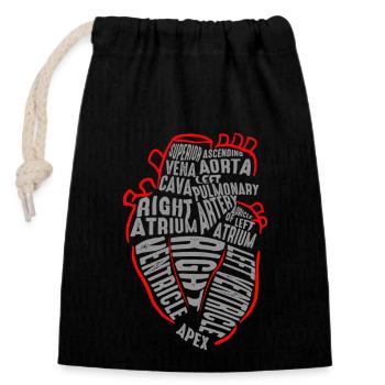 Parties du cœur - Sac cadeau en coton avec cordon (14 x 20 cm) - noir - Devant
