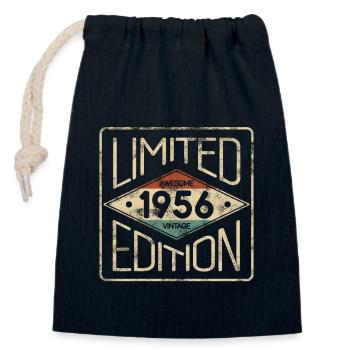 Edition Limitée Awesome Vintage 1956 Anniversaire - Sac cadeau en coton avec cordon (14 x 20 cm) - bleu marine - Devant