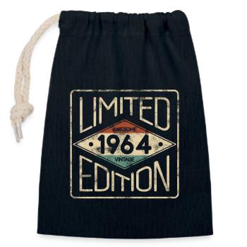 Edition Limitée Awesome Vintage 1964 Anniversaire - Sac cadeau en coton avec cordon (14 x 20 cm) - bleu marine - Devant