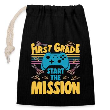 Débutants scolaires Premier jour de l’école Gamer - Sac cadeau en coton avec cordon (14 x 20 cm) - noir - Devant