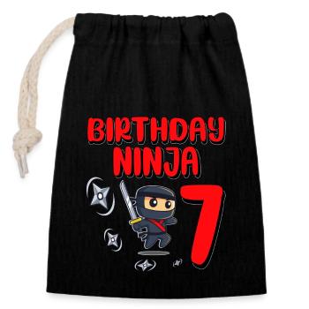 Birthday Ninja 7 Years Old Bday Party Gift Ninja - Closable cotton gift bag (14x20cm) - black - Front