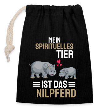 Hippo Afrika Tier Lustiges Geschenk Nilpferd - Verschließbarer Geschenkbeutel aus Baumwolle (14x20cm) - Schwarz - Vorne