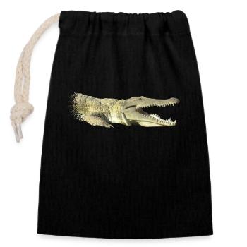 Crocodile - Reptile - Prédateur en Afrique - Sac cadeau en coton avec cordon (14 x 20 cm) - noir - Devant
