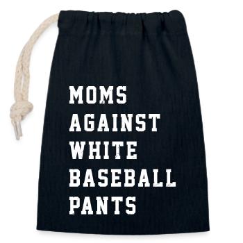 Moms Against White Baseball Pants Funny Baseball - Closable cotton gift bag (14x20cm) - navy - Front
