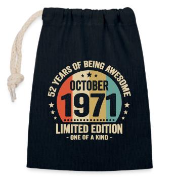 Oktober 1971 52 Jahre Jubiläumsgeschenk - Verschließbarer Geschenkbeutel aus Baumwolle (14x20cm) - Navy - Vorne