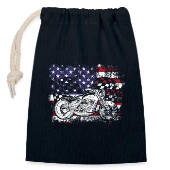 Patriotic Moto Vintage US US - Sac cadeau en coton avec cordon (14 x 20 cm) - bleu marine - Devant