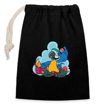 Perroquet peint des œufs de Pâques - Perroquet de Pâques - Sac cadeau en coton avec cordon (14 x 20 cm) - noir - Devant