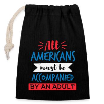 TOUS LES AMÉRICAINS DOIVENT ÊTRE ACCOMPAGNÉS D’UN ADULTE - Sac cadeau en coton avec cordon (14 x 20 cm) - noir - Devant