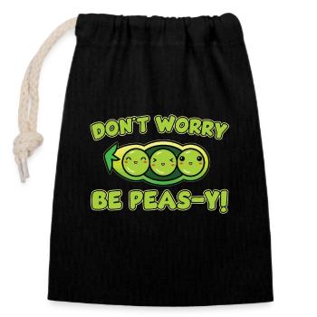 Funny pea pods pun - Closable cotton gift bag (14x20cm) - black - Front