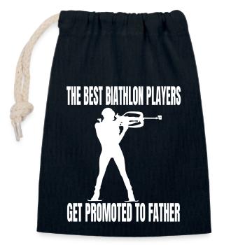 Biathlon Skieur Biathlète Sports d’hiver Cadeau - Sac cadeau en coton avec cordon (14 x 20 cm) - bleu marine - Devant