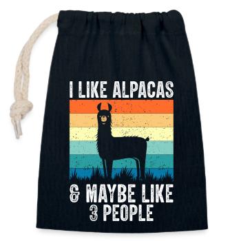 I Like Alpacas Humor Alpaca Men Women Funny - Closable cotton gift bag (14x20cm) - navy - Front