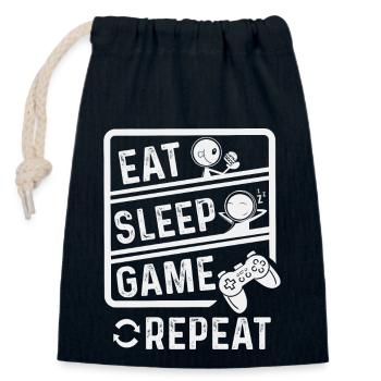 Eat Sleep Game Repeat Gamer Gaming Console - Closable cotton gift bag (14x20cm) - navy - Front