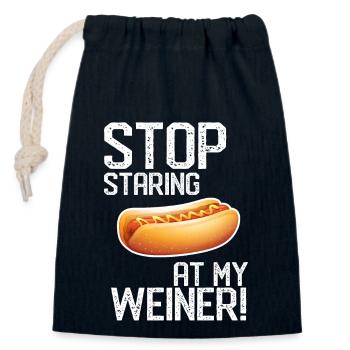 Hör auf, meinen Weiner anzustarren! Cooler Hotdog Welpenliebhaber - Verschließbarer Geschenkbeutel aus Baumwolle (14x20cm) - Navy - Vorne