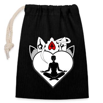 Mon cœur bat pour le yoga et la méditation - Sac cadeau en coton avec cordon (14 x 20 cm) - noir - Devant