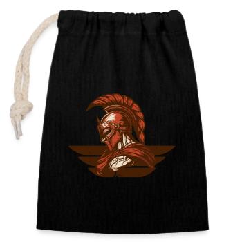 Force et courage du combattant guerrier romain - Sac cadeau en coton avec cordon (14 x 20 cm) - noir - Devant